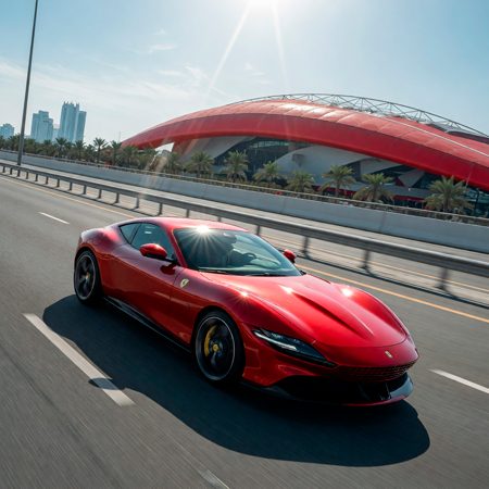 Arrive at Ferrari World in style with a luxury Ferrari rental in Abu Dhabi