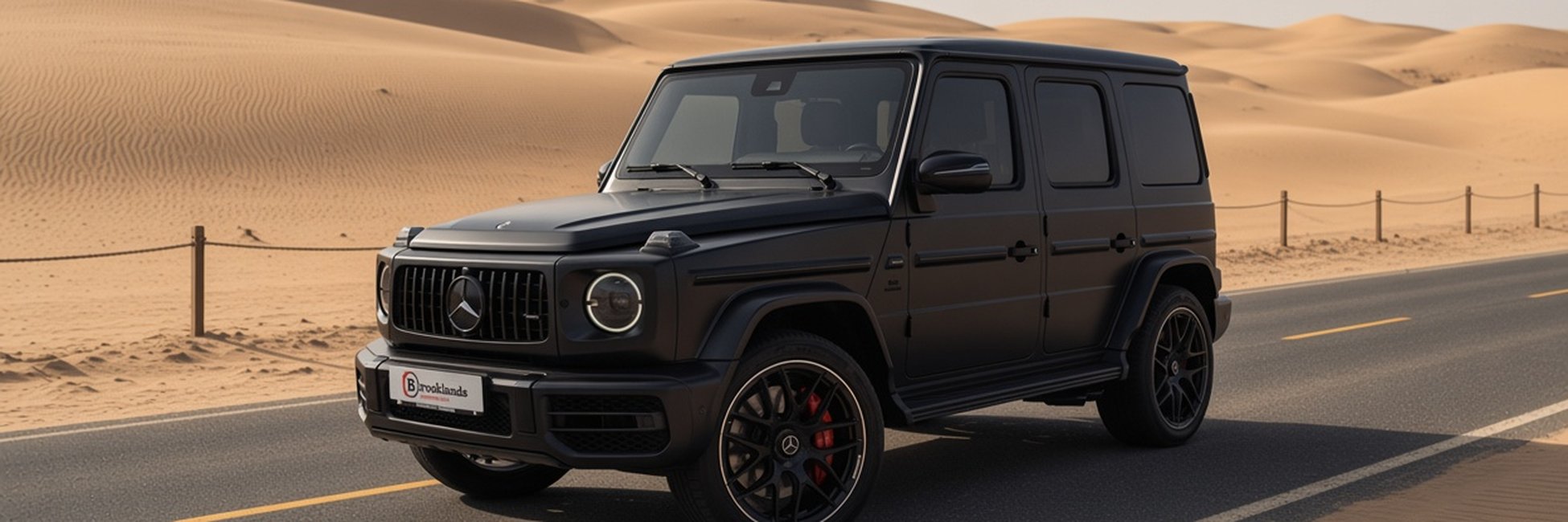 Mercedes G63 on the paved desert road to Liwa Oasis